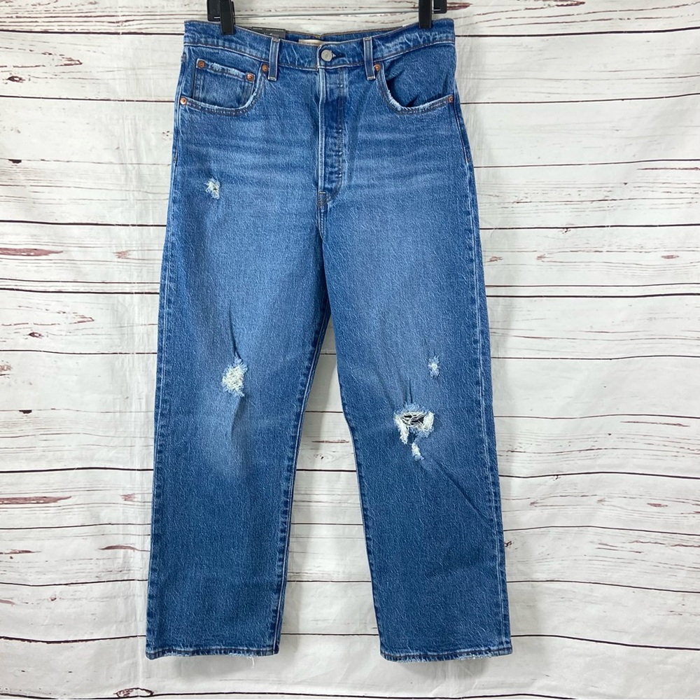 Levi's Jeans Women’s 29 Blue Ribcage Straight Ankle Distressed High Rise